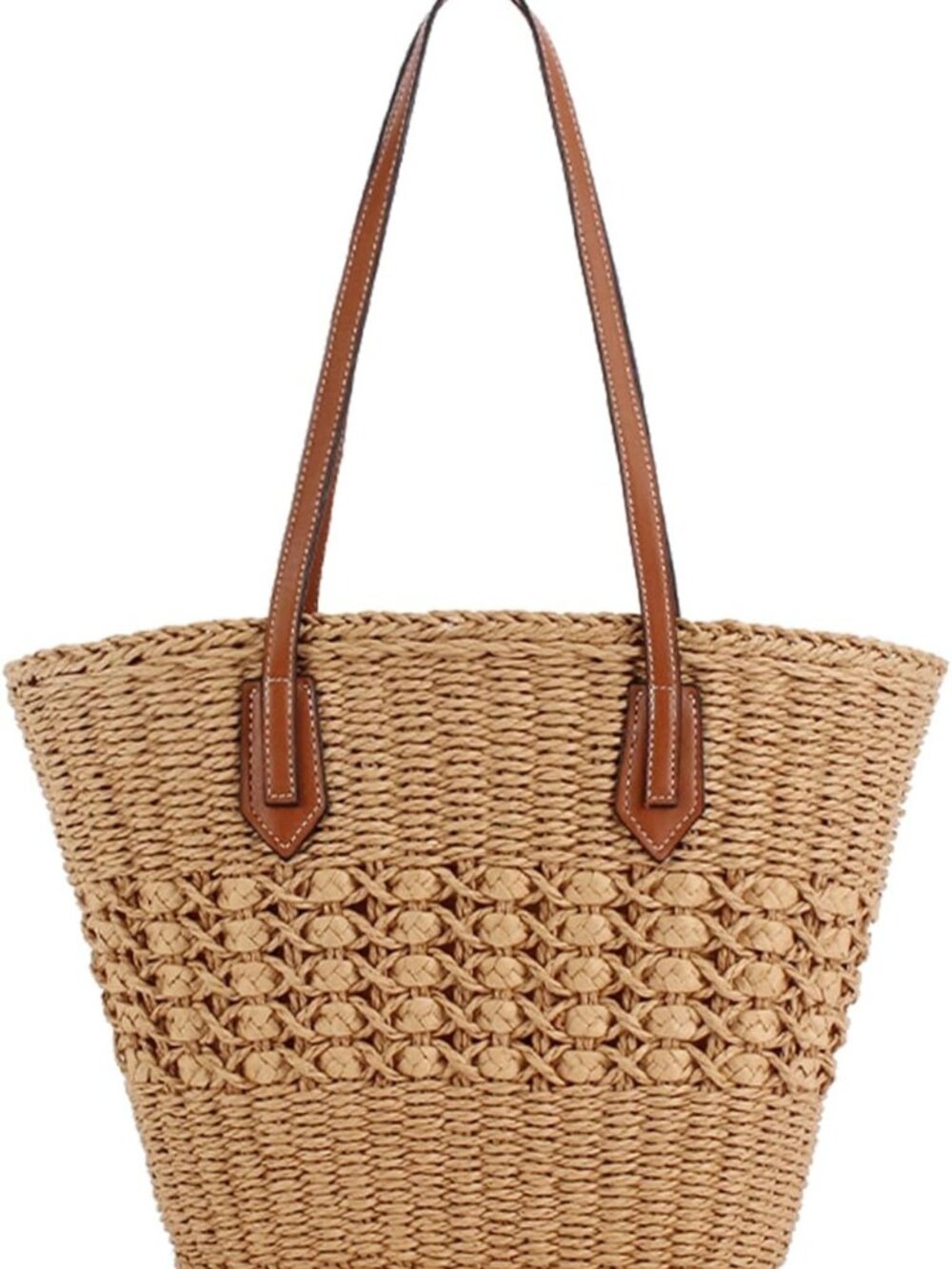 Large Woven Straw Shoulder Bag - Stylish Tote for Travel, Beach & Summer Fun